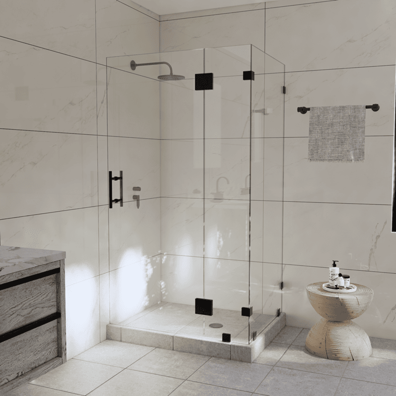 Canto™ Left Open Corner Shower Door with Glass-to-Glass Hinge-1