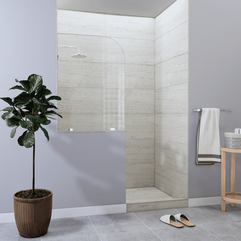 Tela™ Right Open Single Shower Round Screen with left knee Wall-1