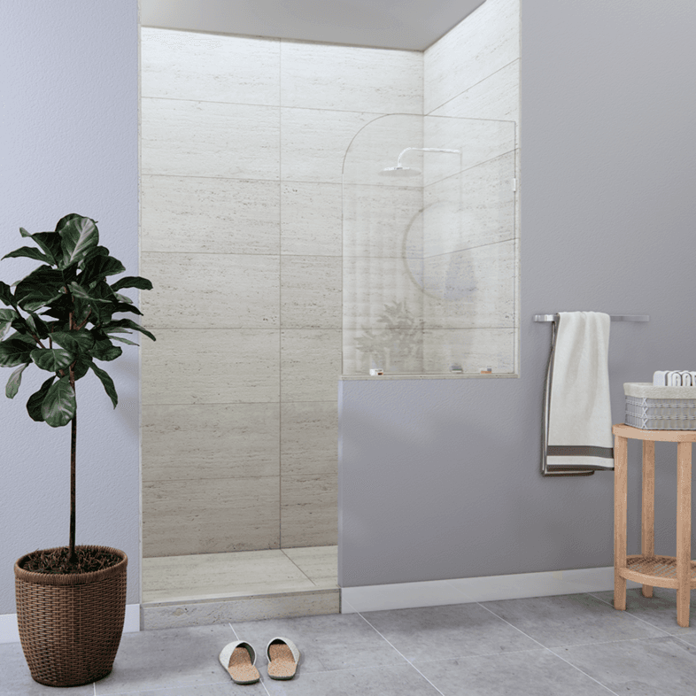 Tela™ Left Open Single Shower Round Screen with right knee Wall-1