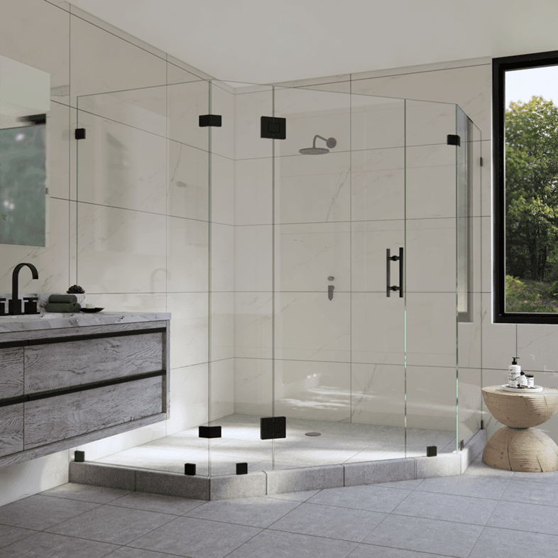 Luxe™ Right Open Neo Angle Shower Door-0