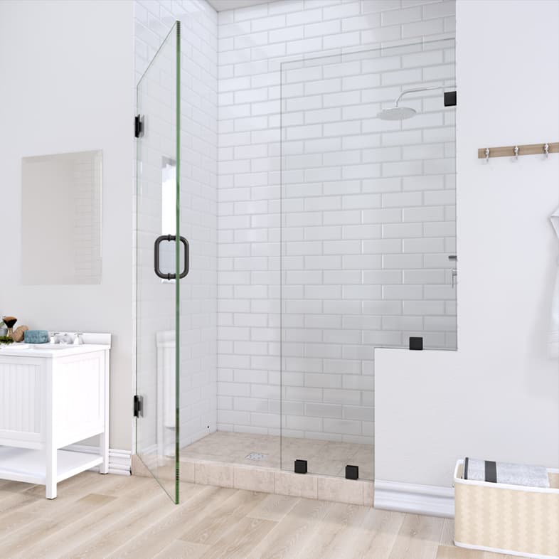 Prima™ Right Open Door & Panel Shower Door with Right Knee Wall-1