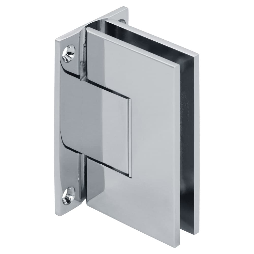 Venus Adjustable Square Shower Door Hinge with Scallop, Wall Mount, Full Back Zero Position