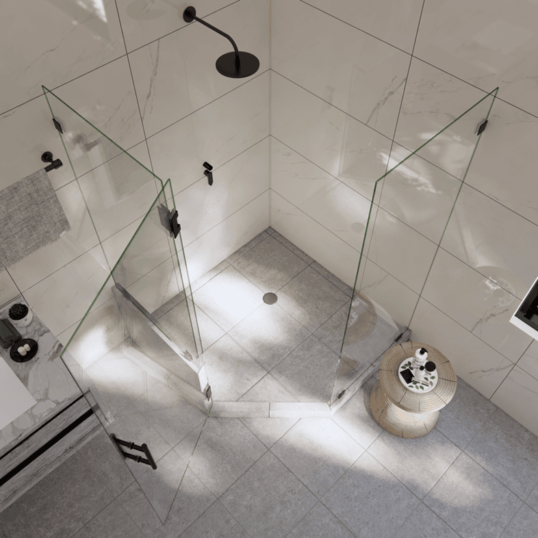 Luxe™ Right Open Neo Angle Shower Door with Left Knee Wall-3