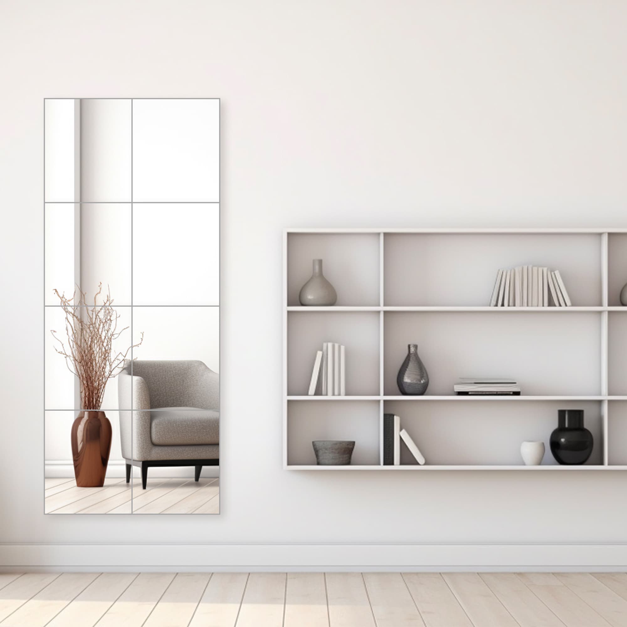 12x14 Mirror Tiles | Pack of 8 | Stylish Wall Mirrors