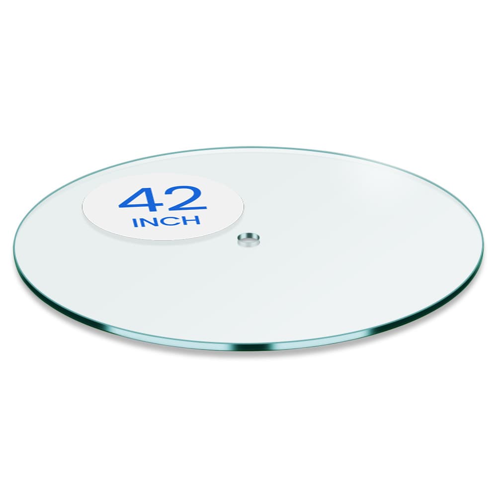42" Round Tempered Glass Patio Table Top with Center Hole - 1/4" Thick - Flat Edge | Dulles Glass