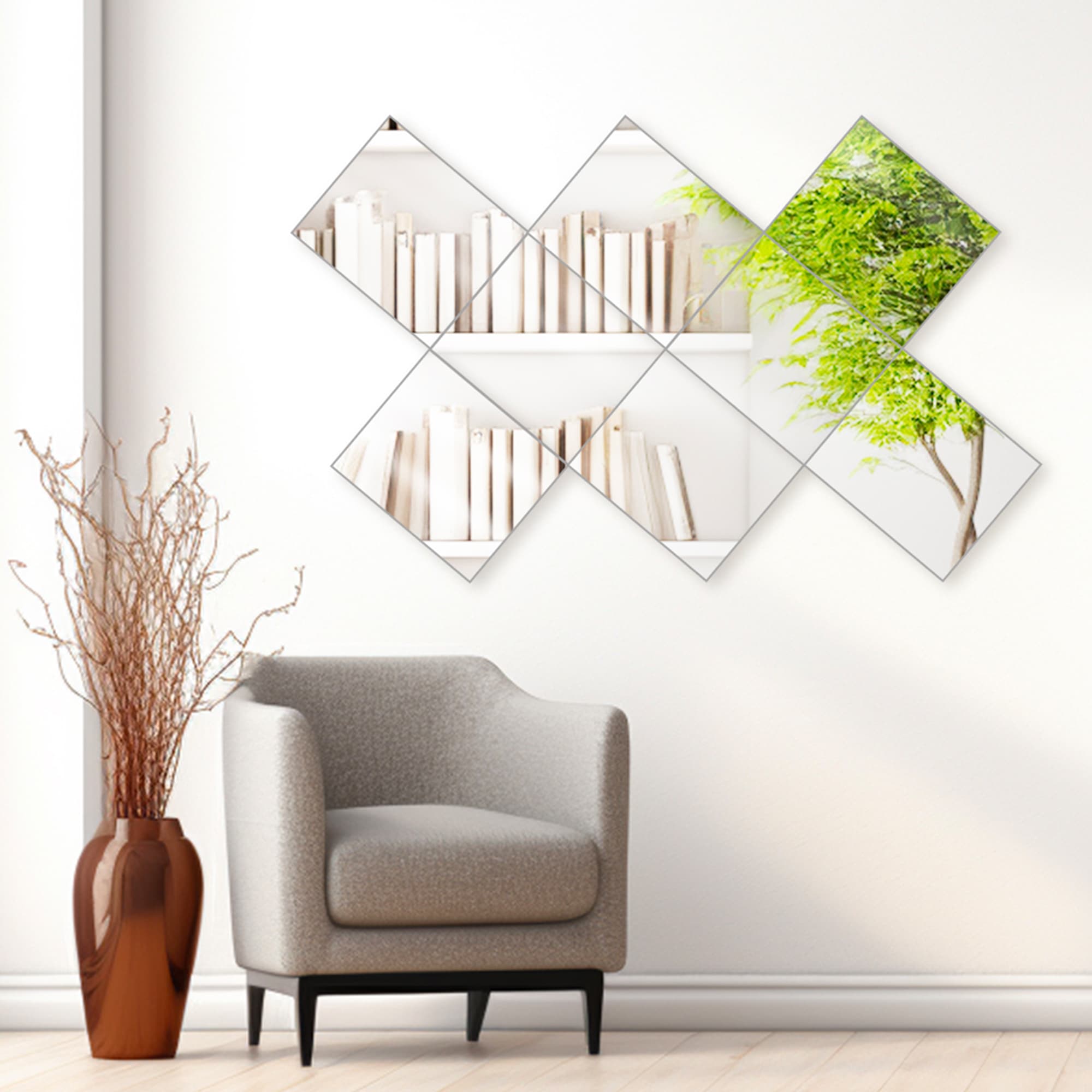 12x14 Mirror Tiles | Pack of 8 | Stylish Wall Mirrors
