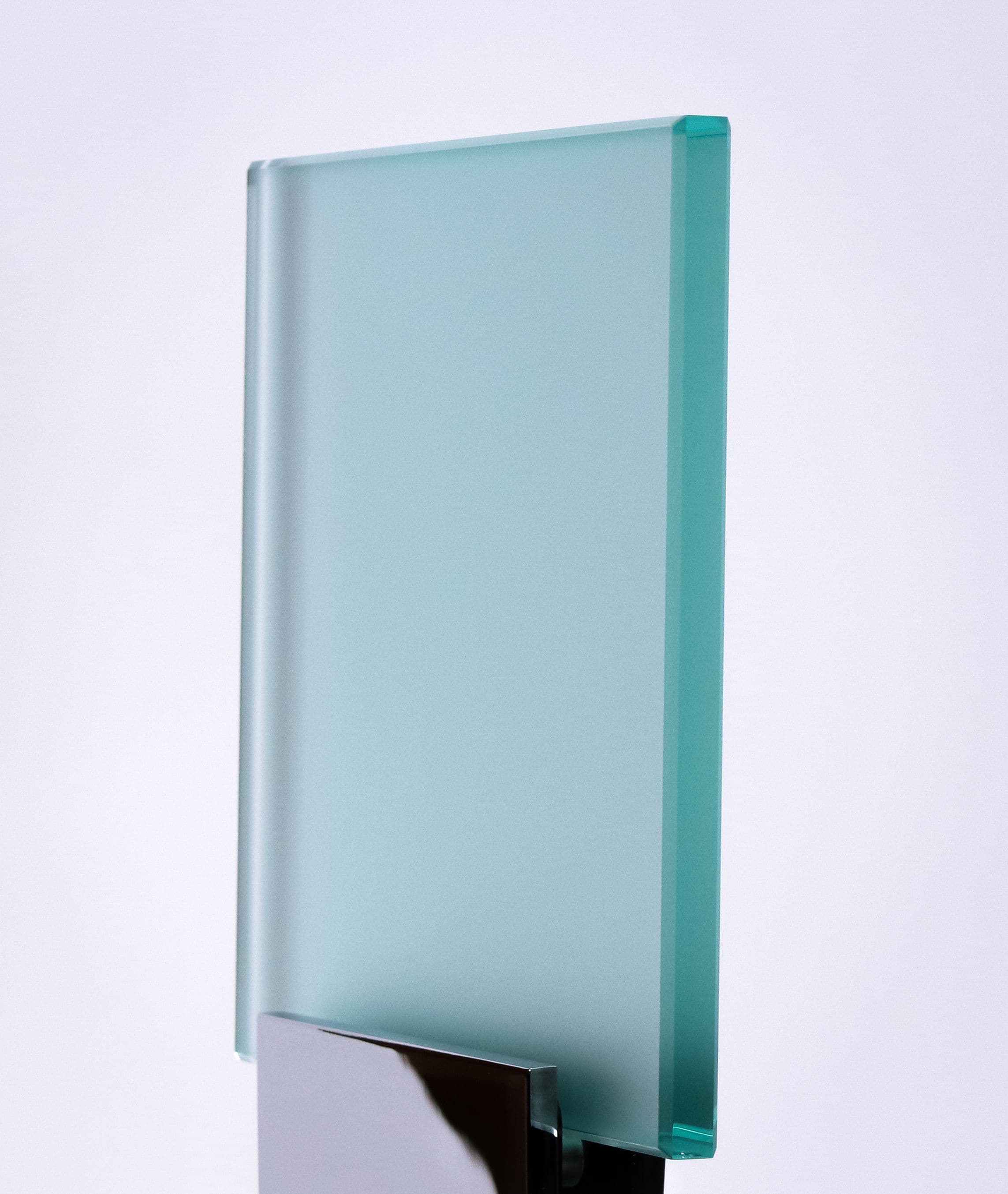 Tempered glass panel with a beveled edge, ideal for custom shower doors, table tops, and mirrors.