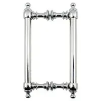 polished chrome door handle for shower doors, ideal for custom glass installations, featuring elegant design suitable for glass enclosures and mirrors