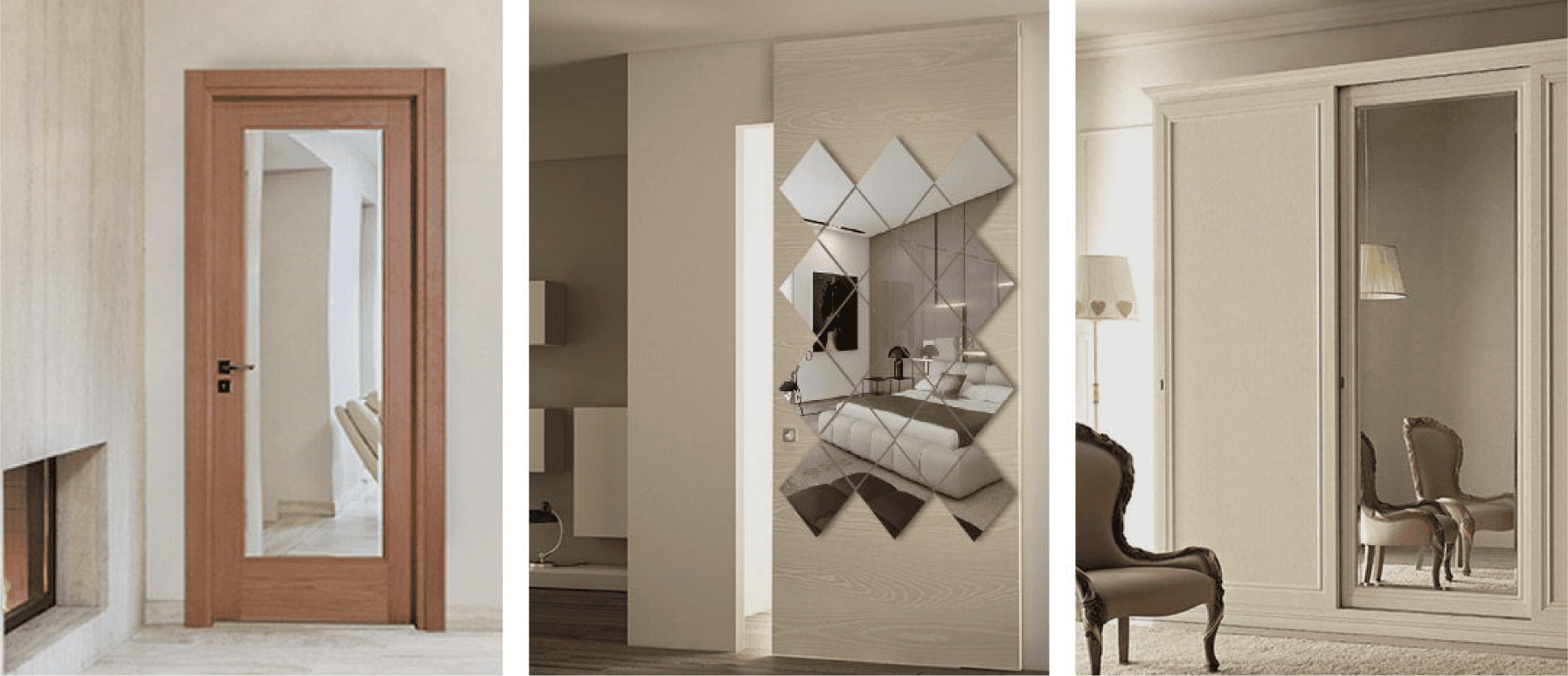 Rooms featuring custom mirrors, each reflecting the beauty of its surroundings with style.
