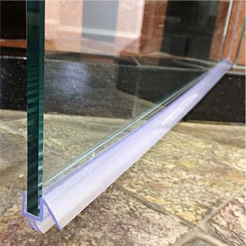 Glass door with clear plastic edge