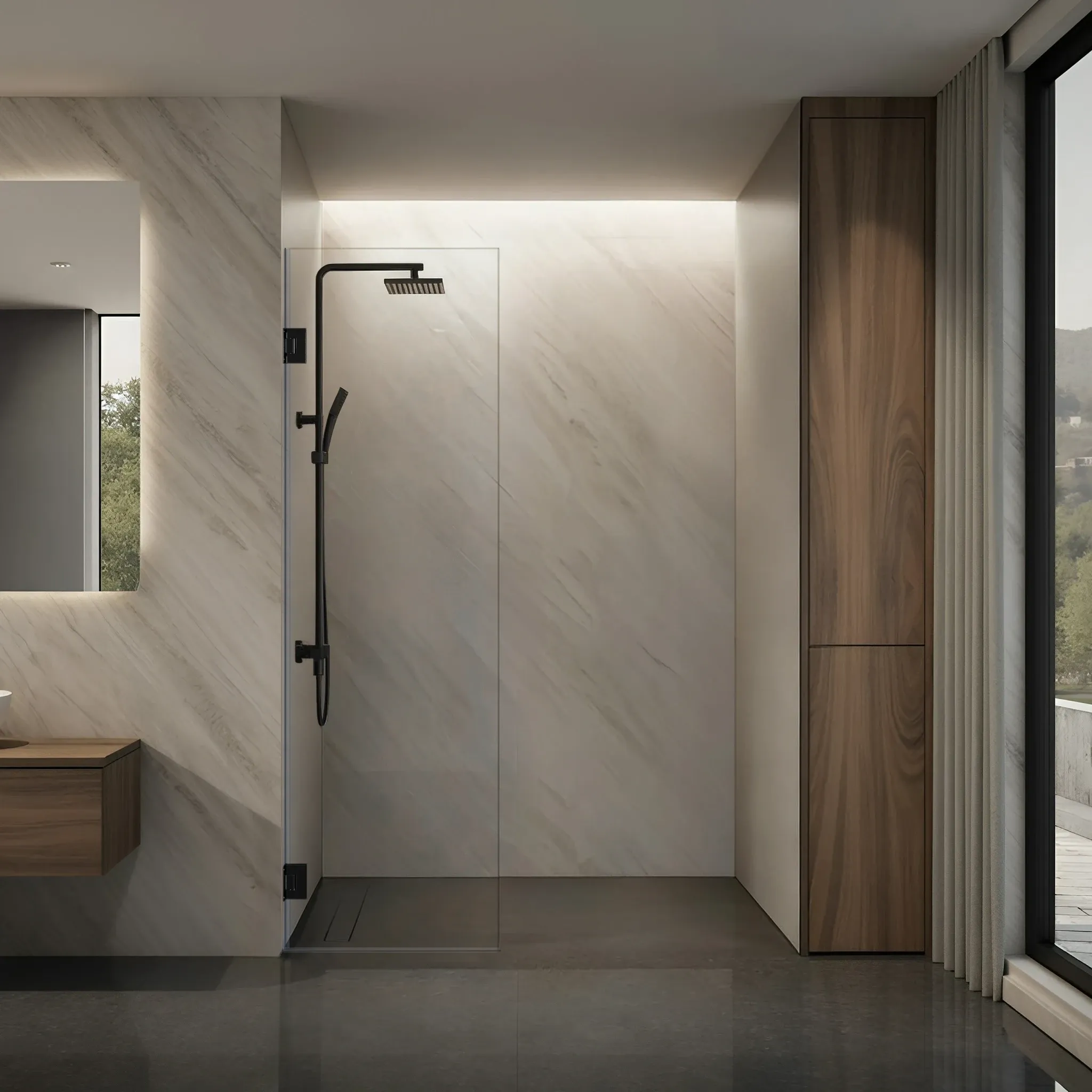 Right Open Single Swinging Shower Screen
