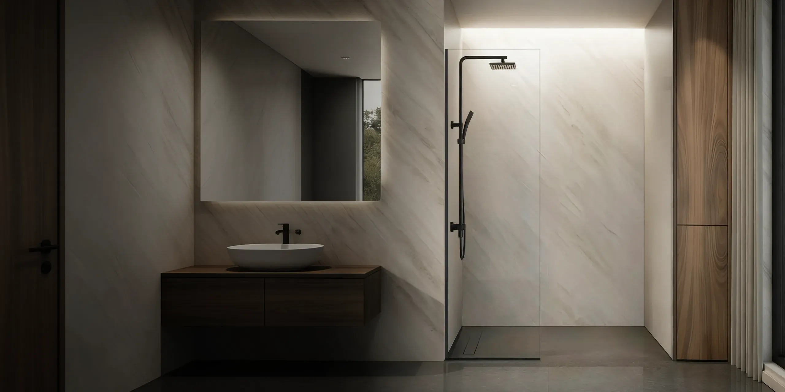 Tela Frameless Fixed Glass Shower Screen
